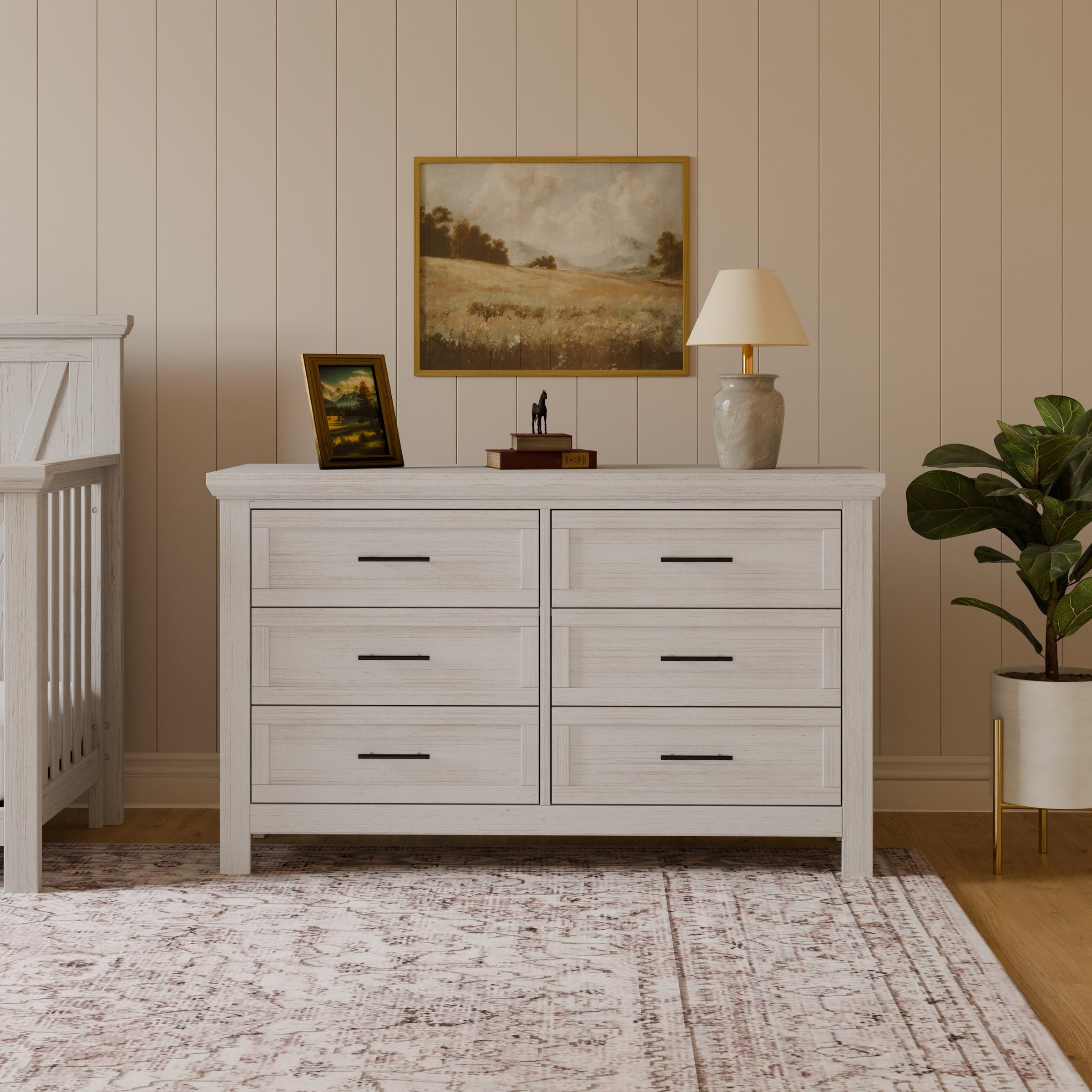 B14516WDF,Emory Farmhouse 6-Drawer Dresser in White Driftwood
