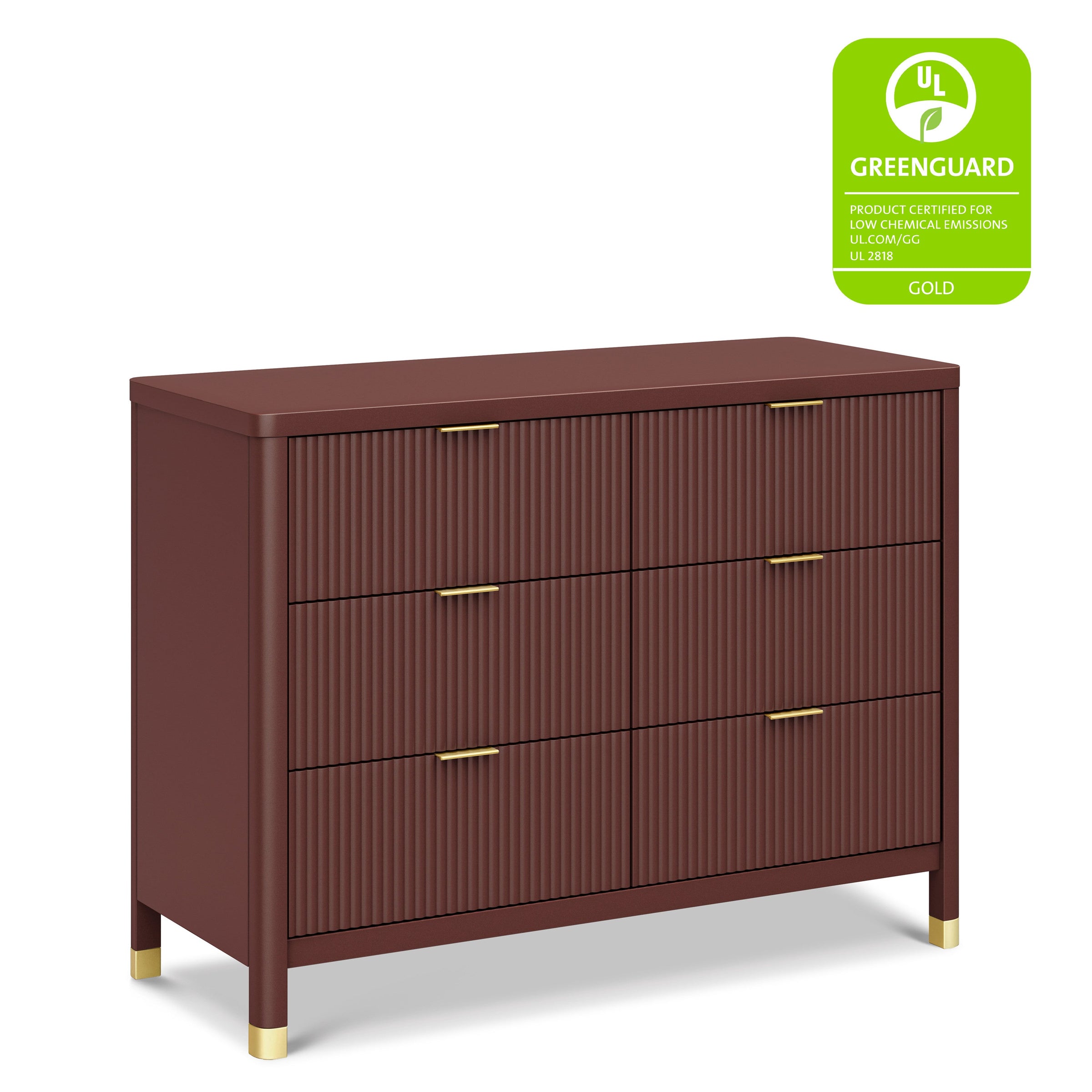 M26716CR,Brimsley Tambour 6-Drawer Assembled Dresser in Crimson