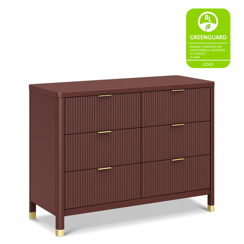 M26716CR,Brimsley Tambour 6-Drawer Assembled Dresser in Crimson