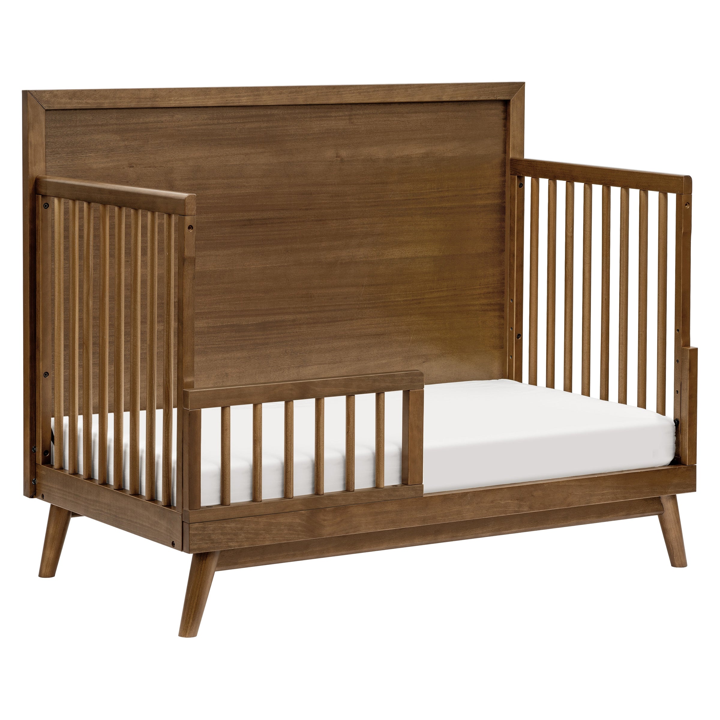 M15901NL,Palma Mid-Century 4-in-1 Convertible Crib w/Toddler Bed Conversion in Natural Walnut