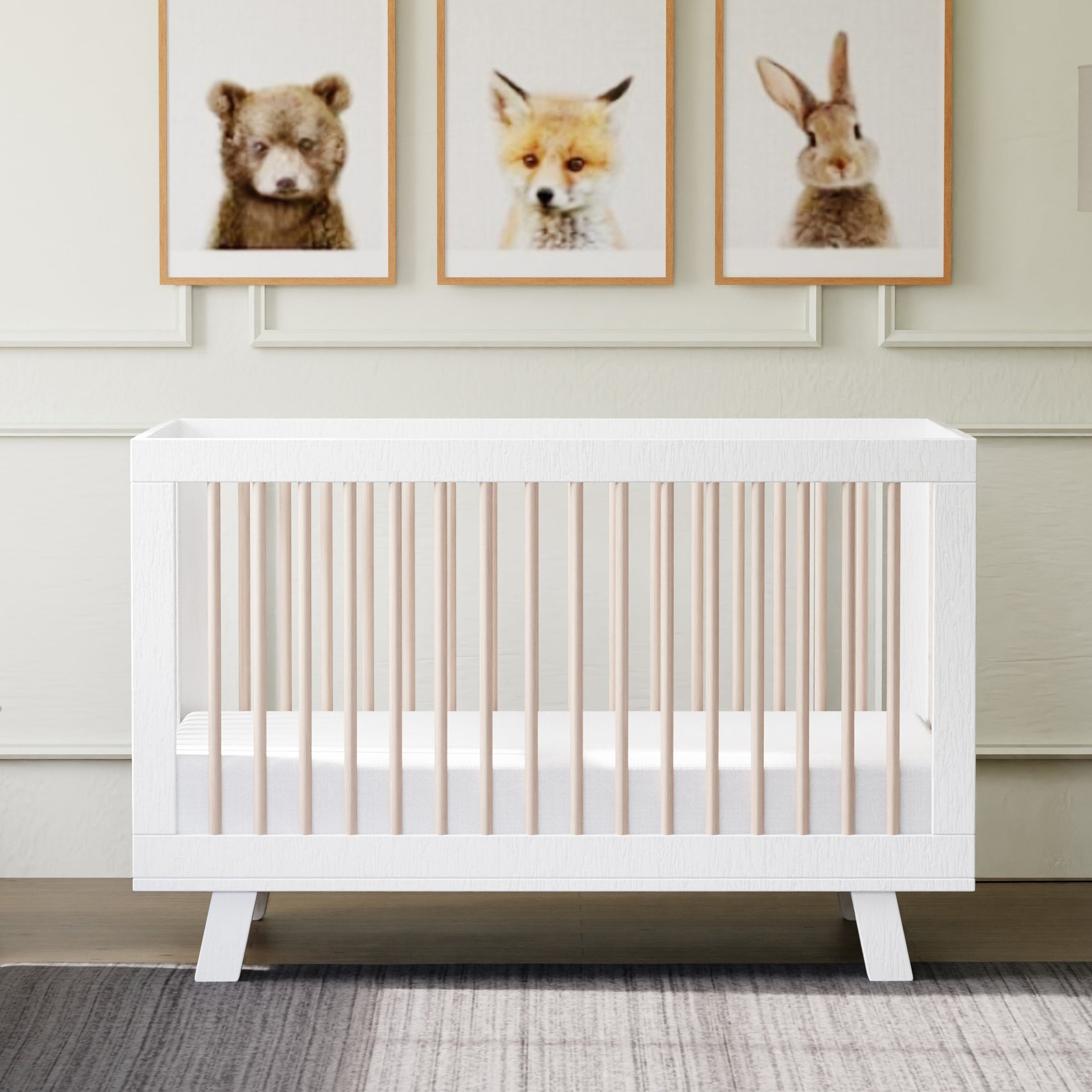 M4201WNX,Hudson 3-in-1 Convertible Crib w/ToddlerBedConversionKit in White/Washed Natural