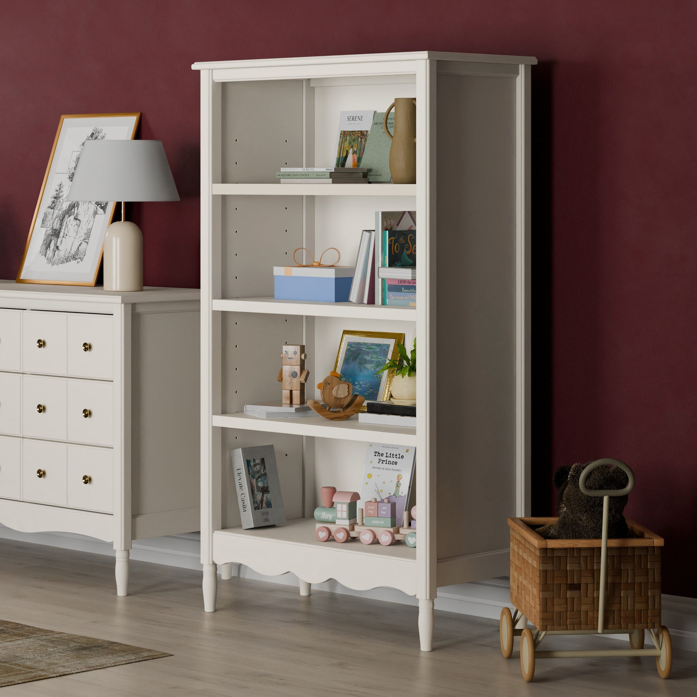 M7114RW,Liberty Assembled Bookcase in Warm White