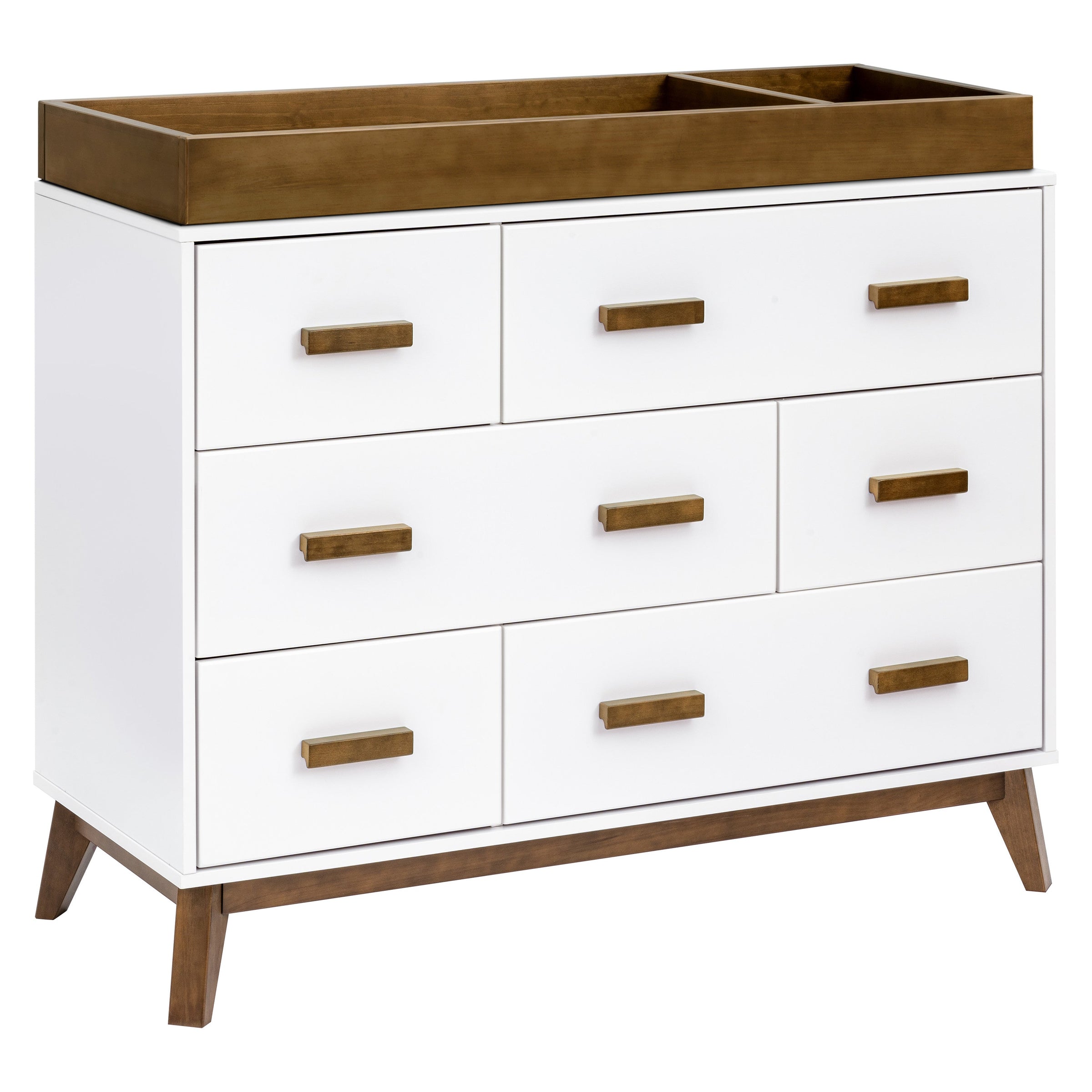 M5826WNL,Scoot 6-Drawer Dresser in White/Natural Walnut