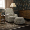 M30985TTFTDF,Tuffet Storage Ottoman Strawberry Thief in Fig&Thyme w/DarkWood Ball Feet