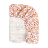 T28035,Daisy Muslin Crib Sheet in GOTS Certified Organic Cotton
