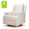 M22286PCMEWLB,Crewe Electronic Swivel Glider Recliner in Performance Cream Eco-Weave w/Light Wood Base