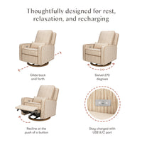 M23085BSCTB,Nate Berkus x Babyletto Sigi Power Recliner in Perf Bronze Stripe Eco-Crossweave w/Toffee Base