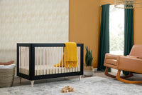 M9001BNX,Lolly 3-in-1 Convertible Crib w/Toddler Bed Conversion in Black/WashedNatural
