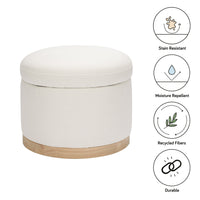 M22885PCMEWLB,Naka Storage Ottoman in Performance Cream Eco-Weave w/ Light wood base