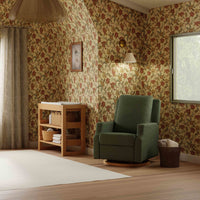 M22287OBLB,Crewe Recliner and Swivel Glider in Olive Boucle w/Light Wood Base