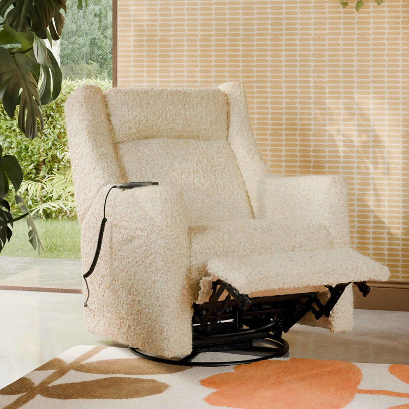 M11283AT,Kiwi Deluxe Power Glider Recliner w/Heat&Massage in Almond Teddy Loop