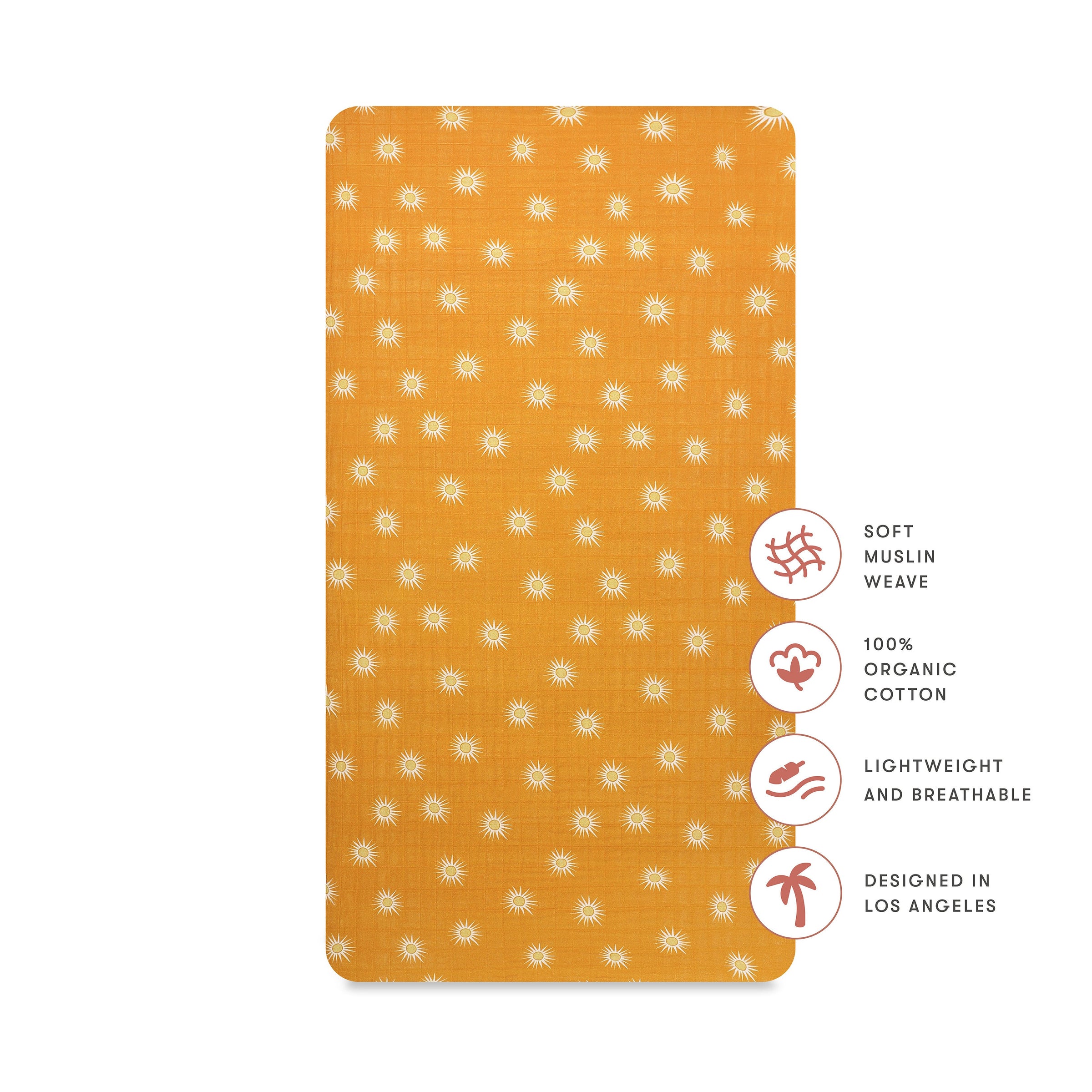 T26935,Golden Hour Muslin Crib Sheet in GOTS Certified Organic Cotton