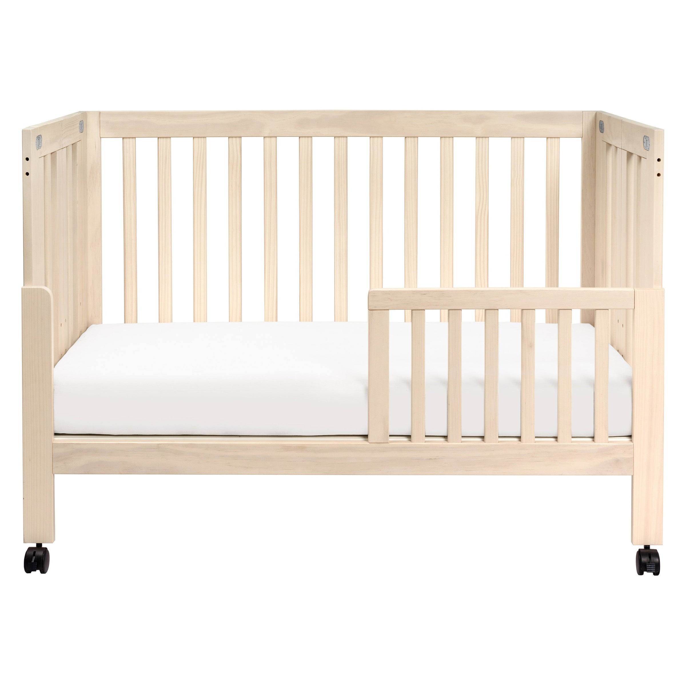 M6601NX,Maki Full-Size Folding Crib w/Toddler Bed Conversion Kit in Washed Natural