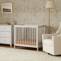 M12998WNX,Gelato 4-in-1 Convertible Mini Crib and Twin bed in White Finish w/Washed Natural Feet