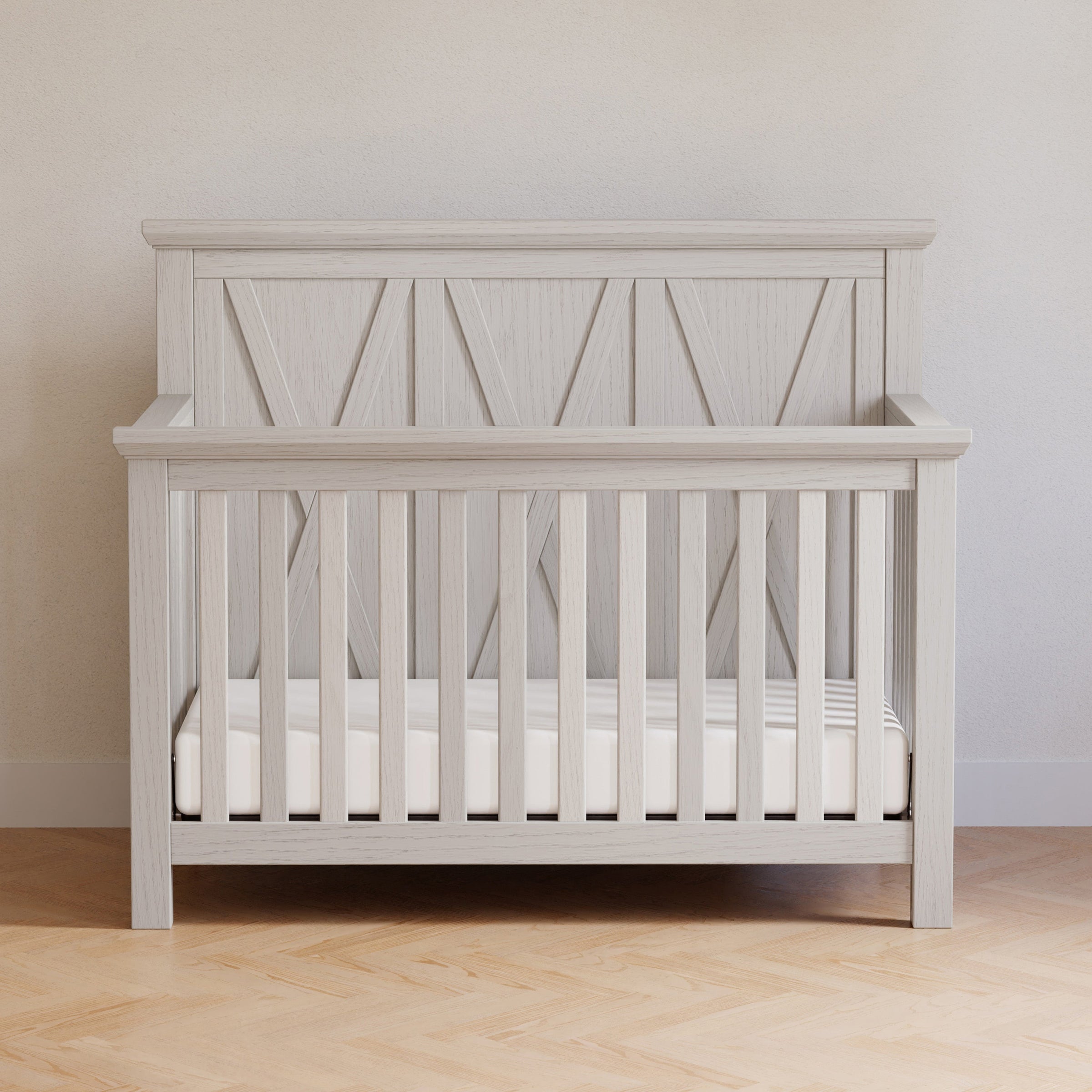 B14501WDF,Emory Farmhouse 4-in-1 Convertible Crib in White Driftwood