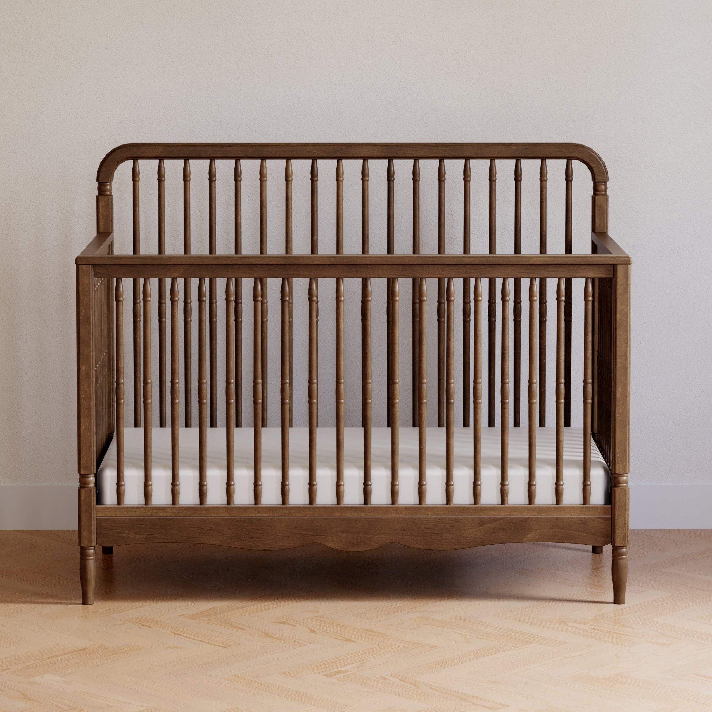 M7141NL,Liberty 4-in-1 Convertible Spindle Crib in Natural Walnut