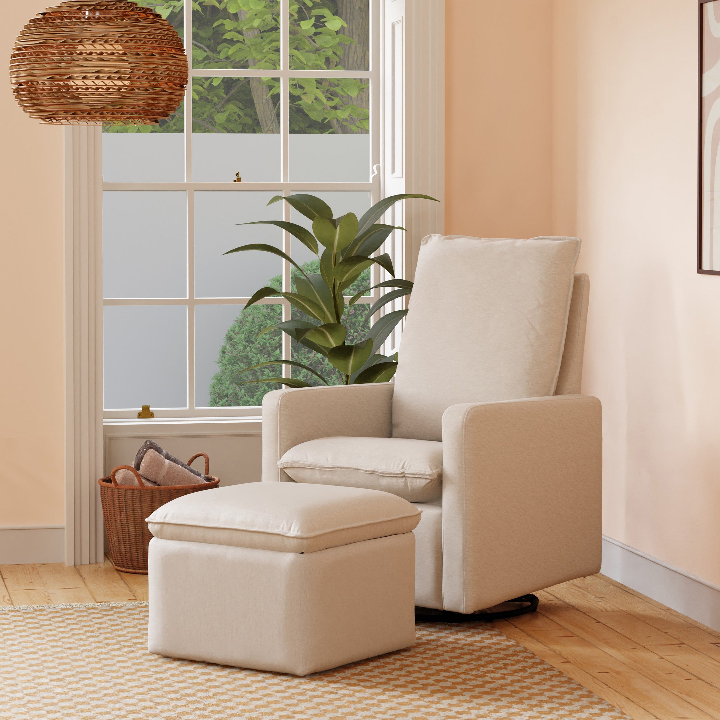 M20985PCMEW,Cali Storage Ottoman in Performance Cream Eco-Weave