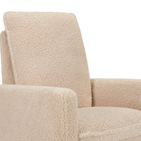 M20987CSGDB,Cali Pillowback Swivel Glider in Chai Shearling w/ Dark Wood Base