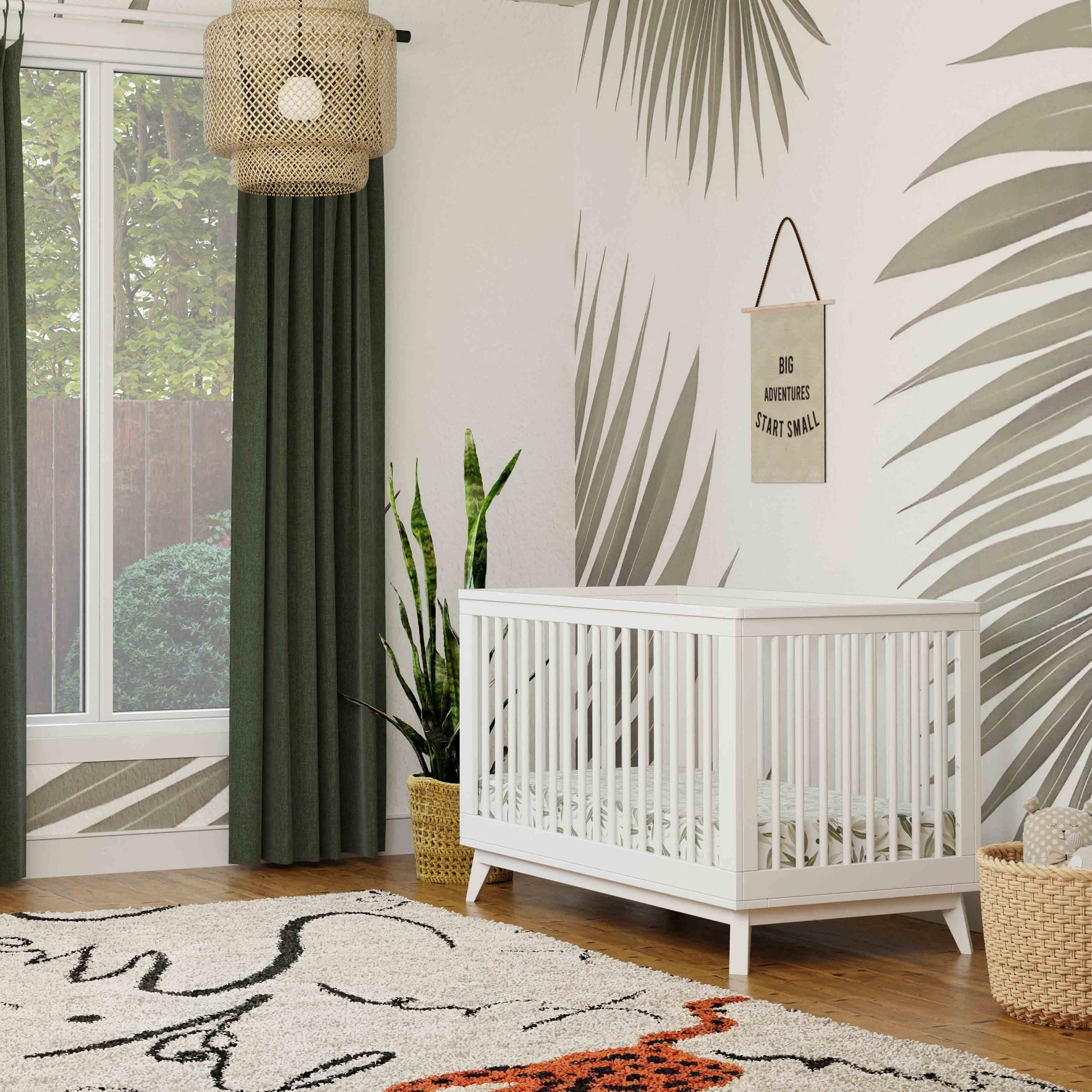 M5801W,Scoot 3-in-1 Convertible Crib w/Toddler Bed Conversion Kit in White