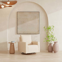 M26687PCMEWDB,Poe Channeled Swivel Glider in Performance Cream Eco-Weave w/ Dark Wood Base