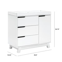 M4223W,Hudson 3-Drawer Changer Dresser w/Removable Changing Tray in White