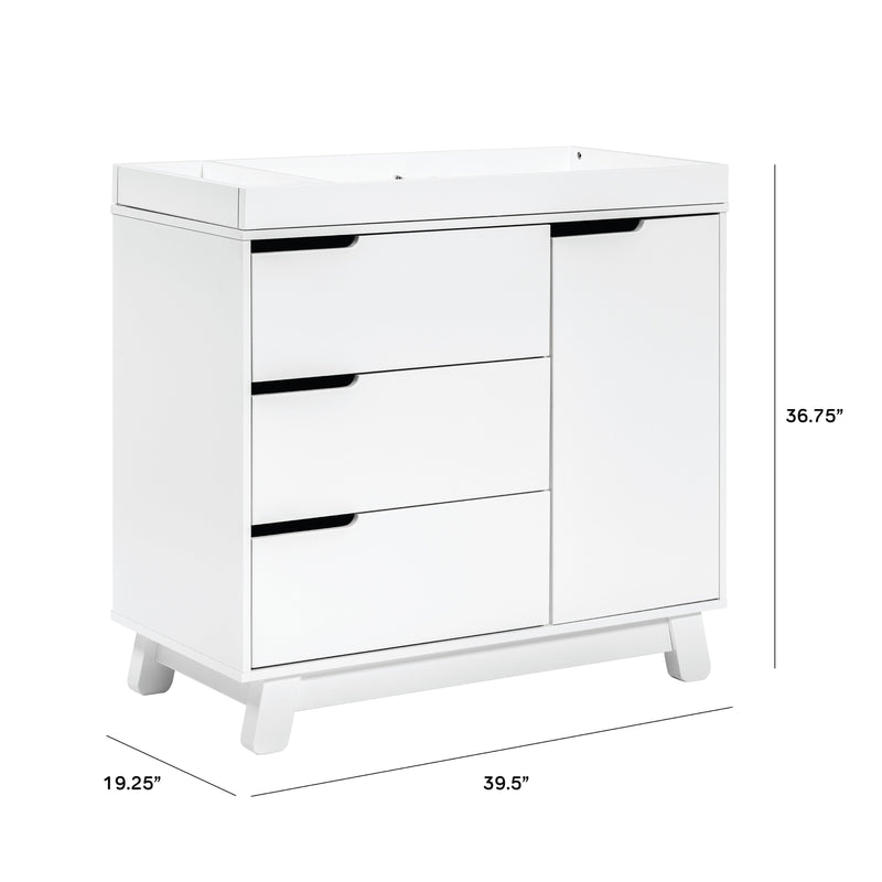 M4223W,Hudson 3-Drawer Changer Dresser w/Removable Changing Tray in White