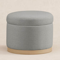 M22885PGEWLB,Naka Storage Ottoman in Performance Grey Eco-Weave w/ Light Wood Base
