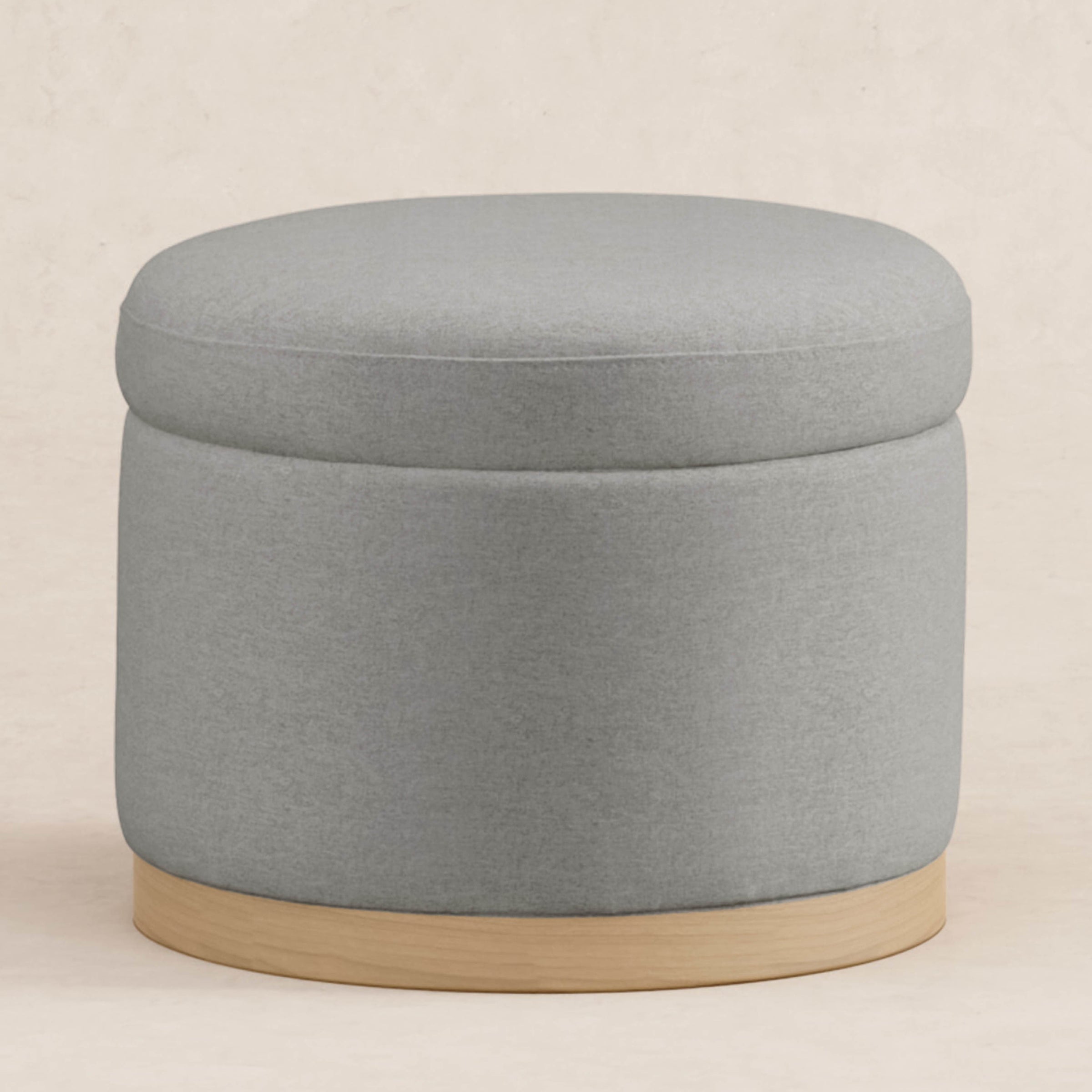 M22885PGEWLB,Naka Storage Ottoman in Performance Grey Eco-Weave w/ Light Wood Base