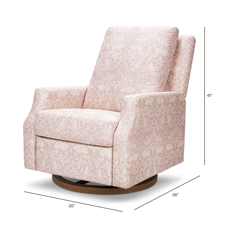 M22287PBRRDB,Crewe Recliner and Swivel Glider in Pure Brer Rabbit in Rose w/Dark Wood Base