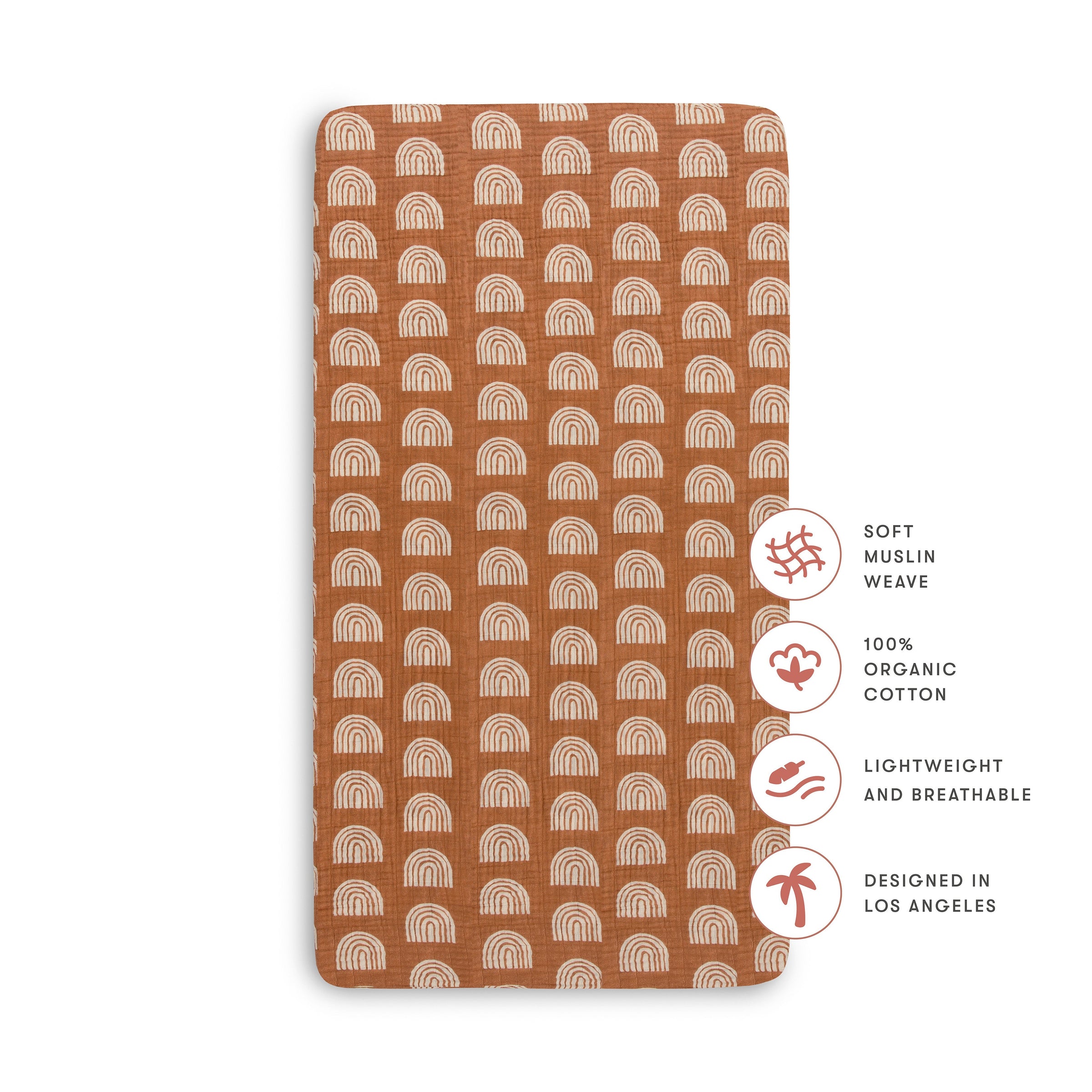 T29035,Rainbow Muslin Crib Sheet in GOTS Certified Organic Cotton