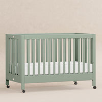 M6601LS,Maki Full Size Folding Crib w/ Toddler Bed Conversion Kit in Light Sage