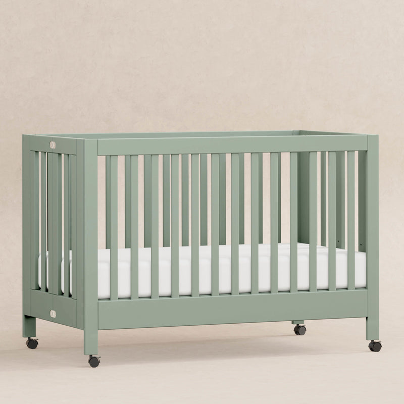 M6601LS,Maki Full Size Folding Crib w/ Toddler Bed Conversion Kit in Light Sage