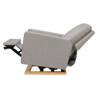 M23085PGEWLB,Sigi Glider Recliner w/ Electronic Control and USB in Performance Grey Eco-Weave w/Light Wood Base