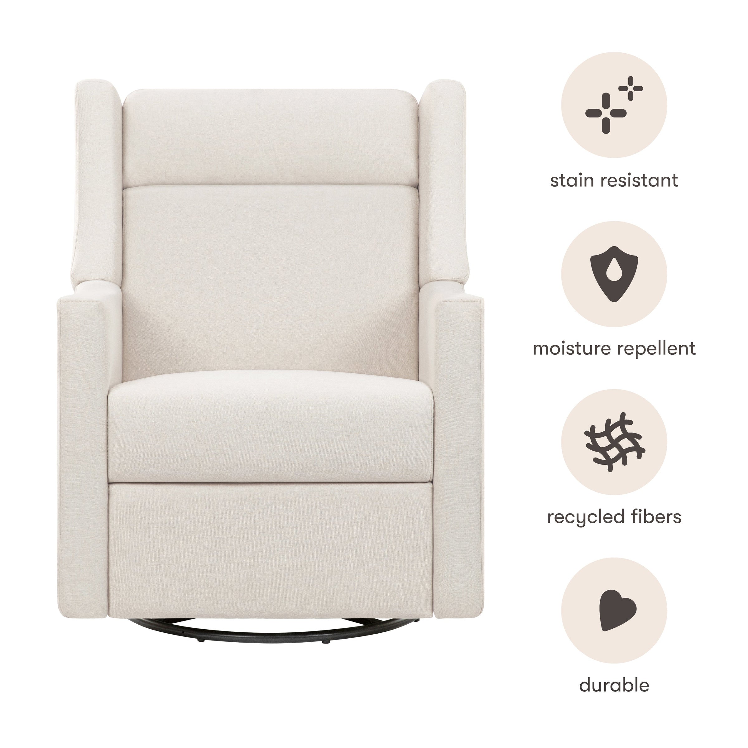M11283PCMEW,Kiwi Deluxe Power Glider Recliner w/Heat&Massage in Performance Cream Eco-Weave