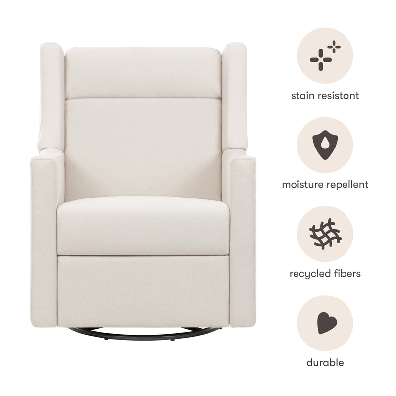 M11283PCMEW,Kiwi Deluxe Power Glider Recliner w/Heat&Massage in Performance Cream Eco-Weave