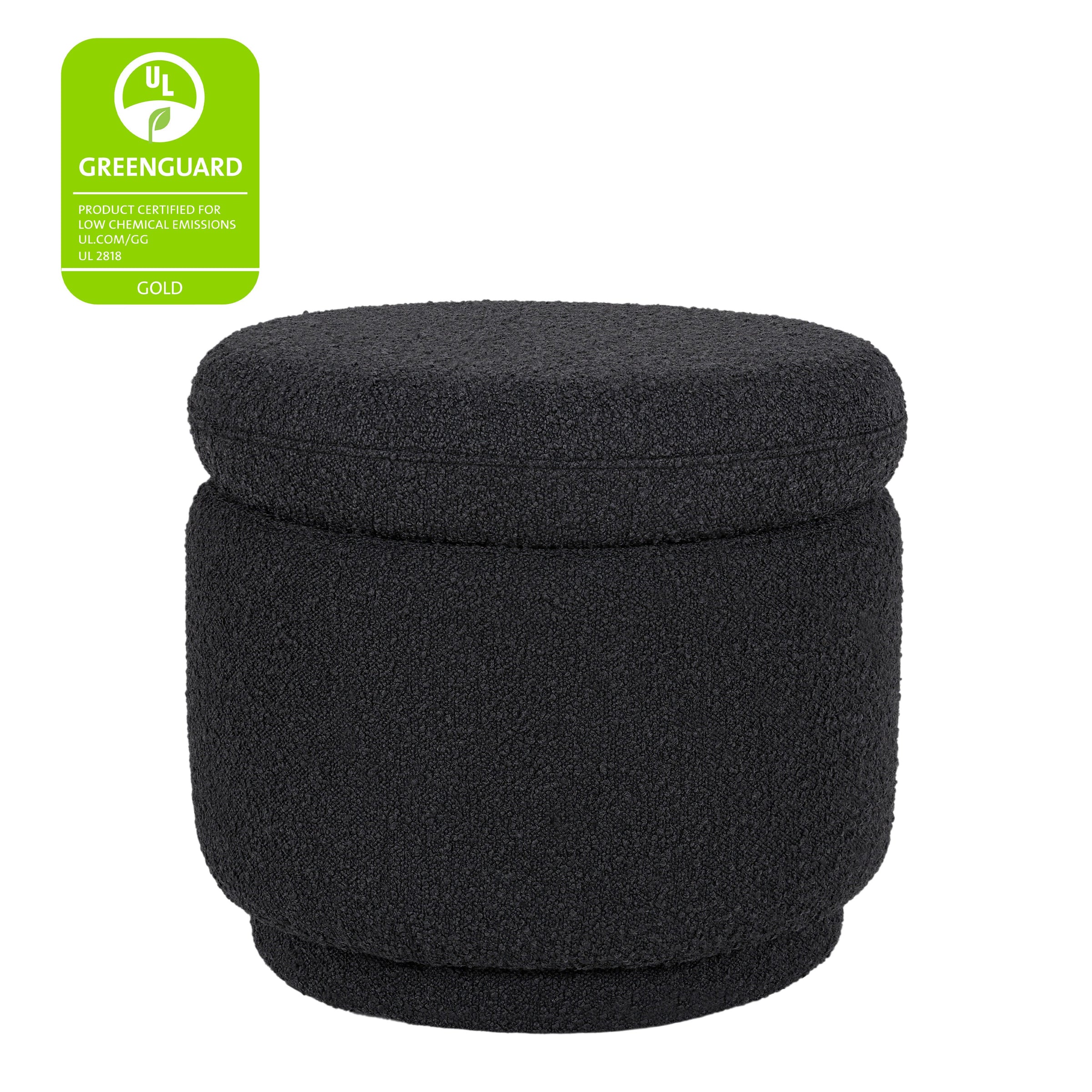 M22985BKB,Enoki Storage Ottoman in Black Boucle