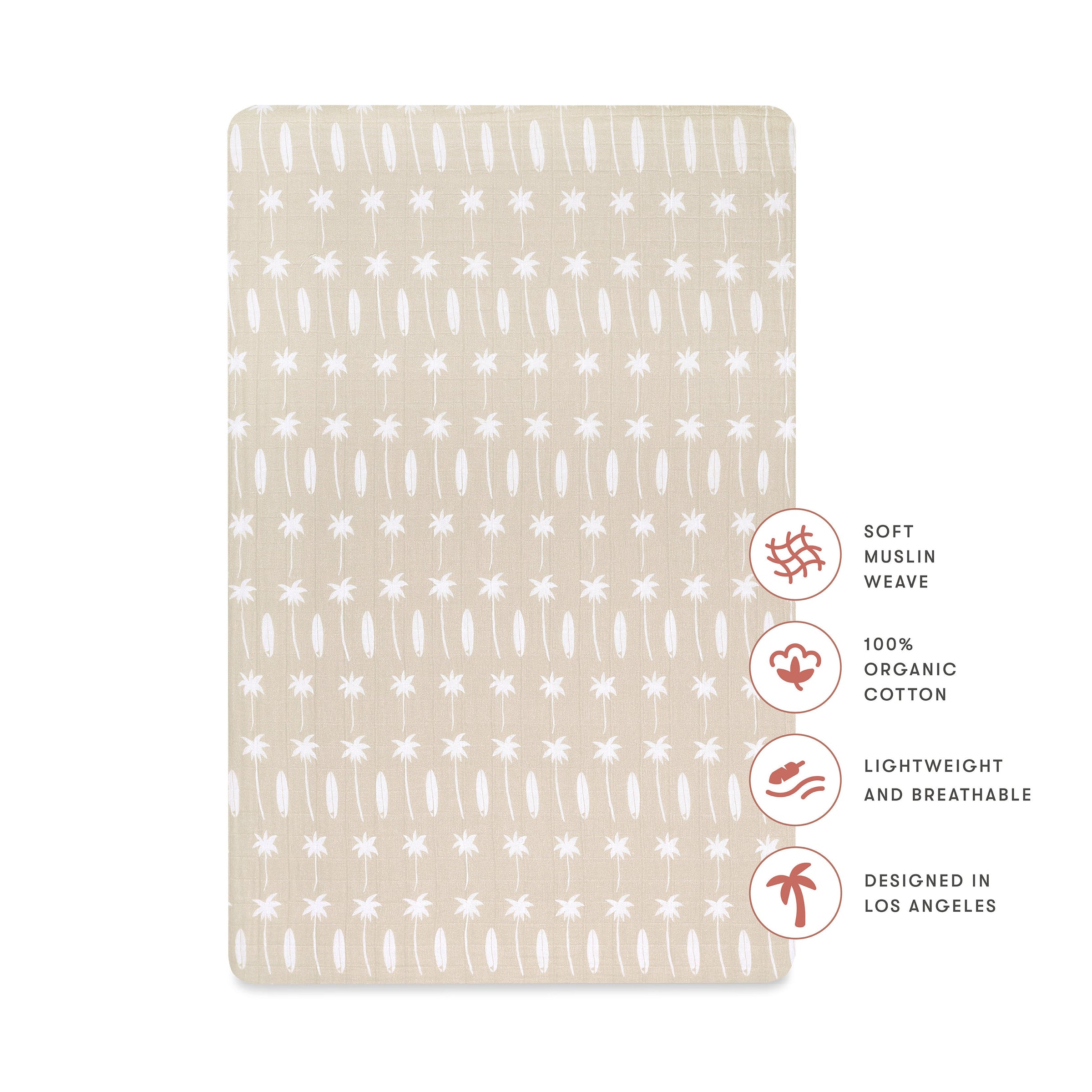 T27036,Beach Bum Muslin Mini Crib Sheet in GOTS Certified Organic Cotton