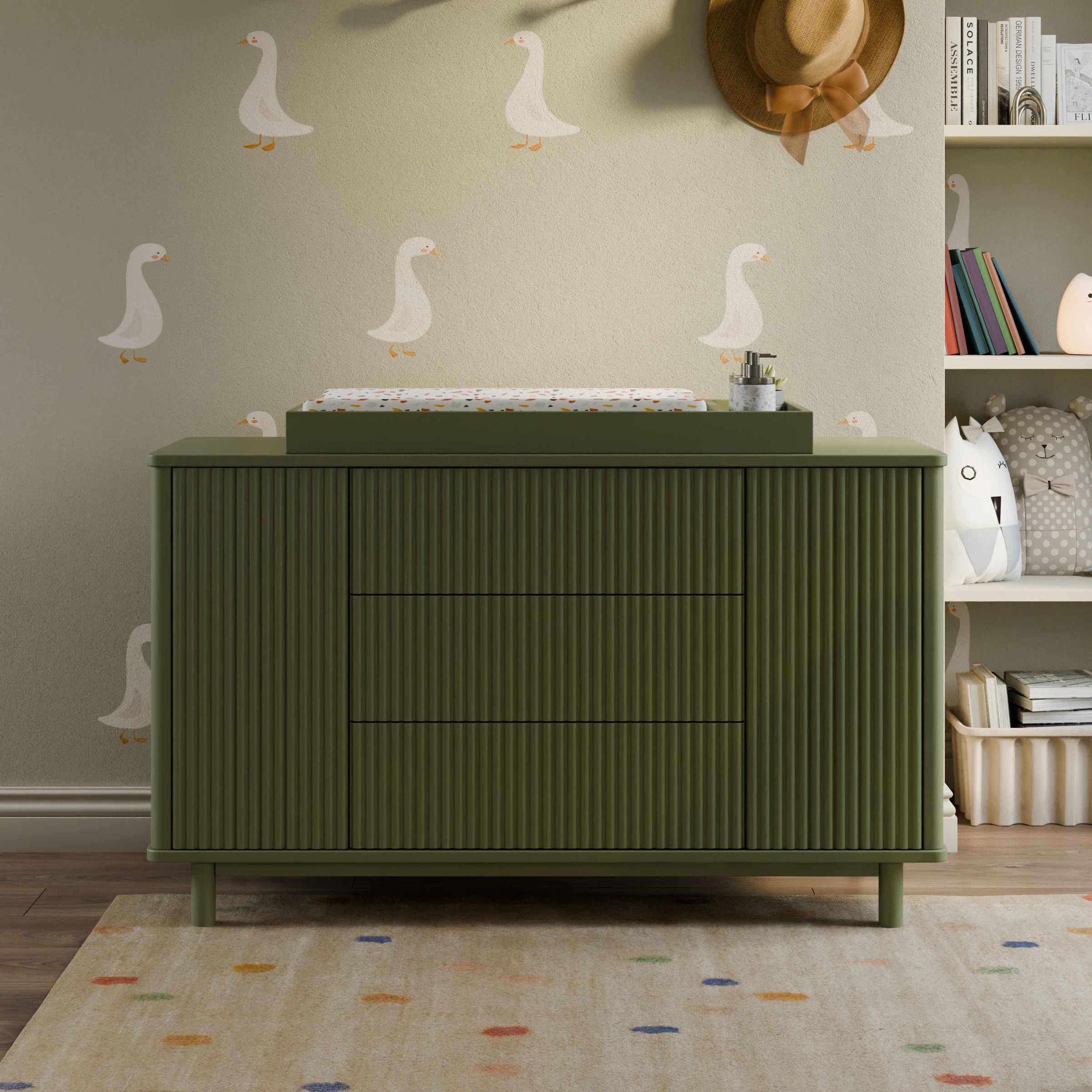 M29816OL,Pogo Tambour Assembled Dresser in Olive