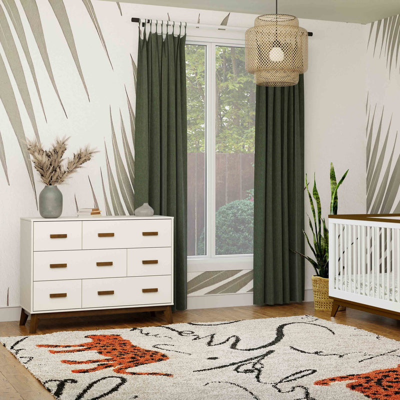 M5826WNL,Scoot 6-Drawer Dresser in White/Natural Walnut