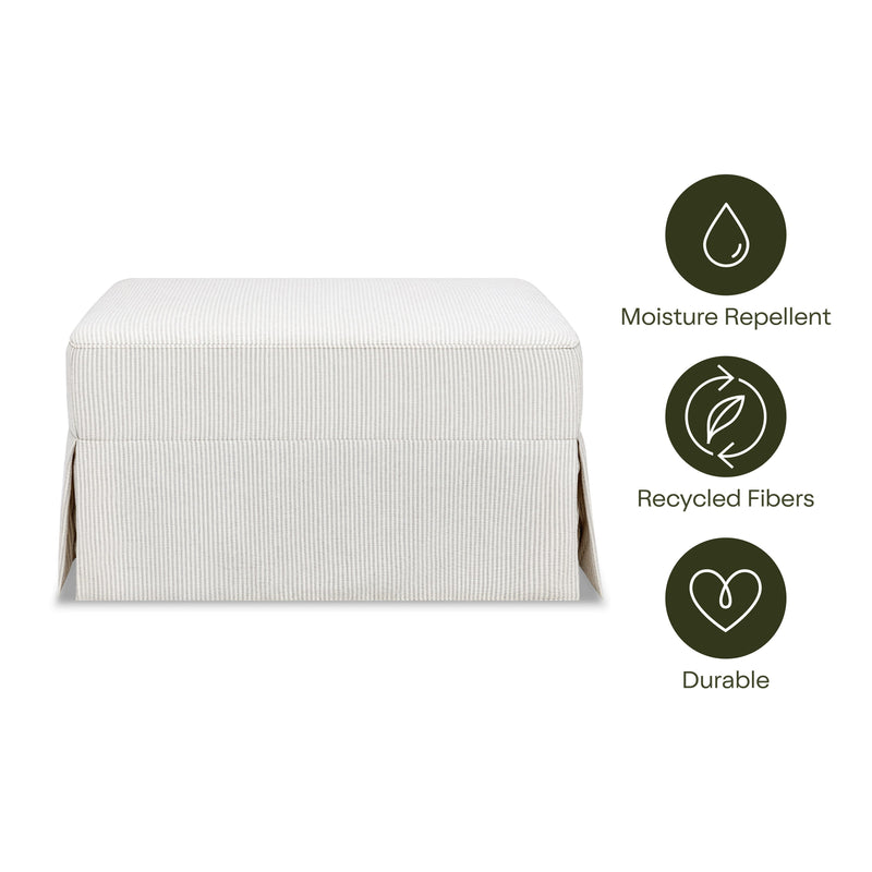 M21785FCS,Crawford Gliding Ottoman in Fog Chatham Stripe Performance Eco-Weave