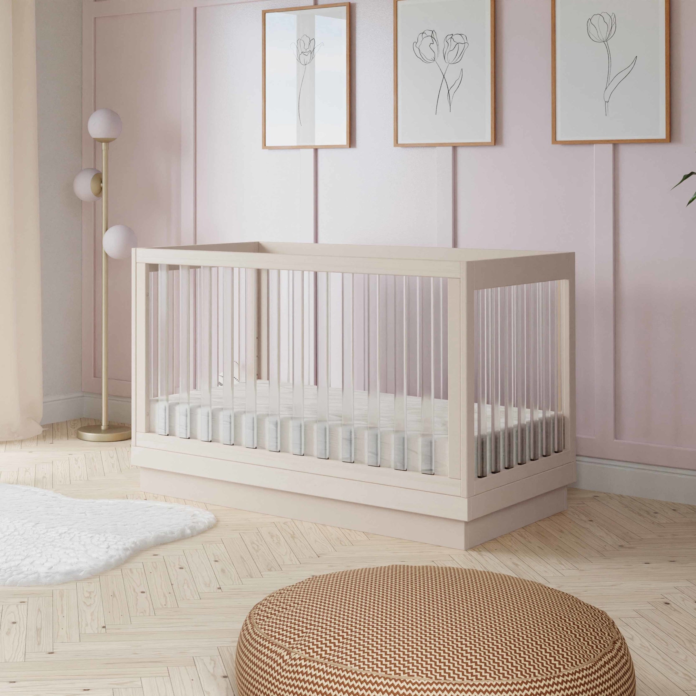 M8601KNX,Harlow 3-in-1 Convertible Crib w/Toddler Bed Conversion Kit in Washed Natural/