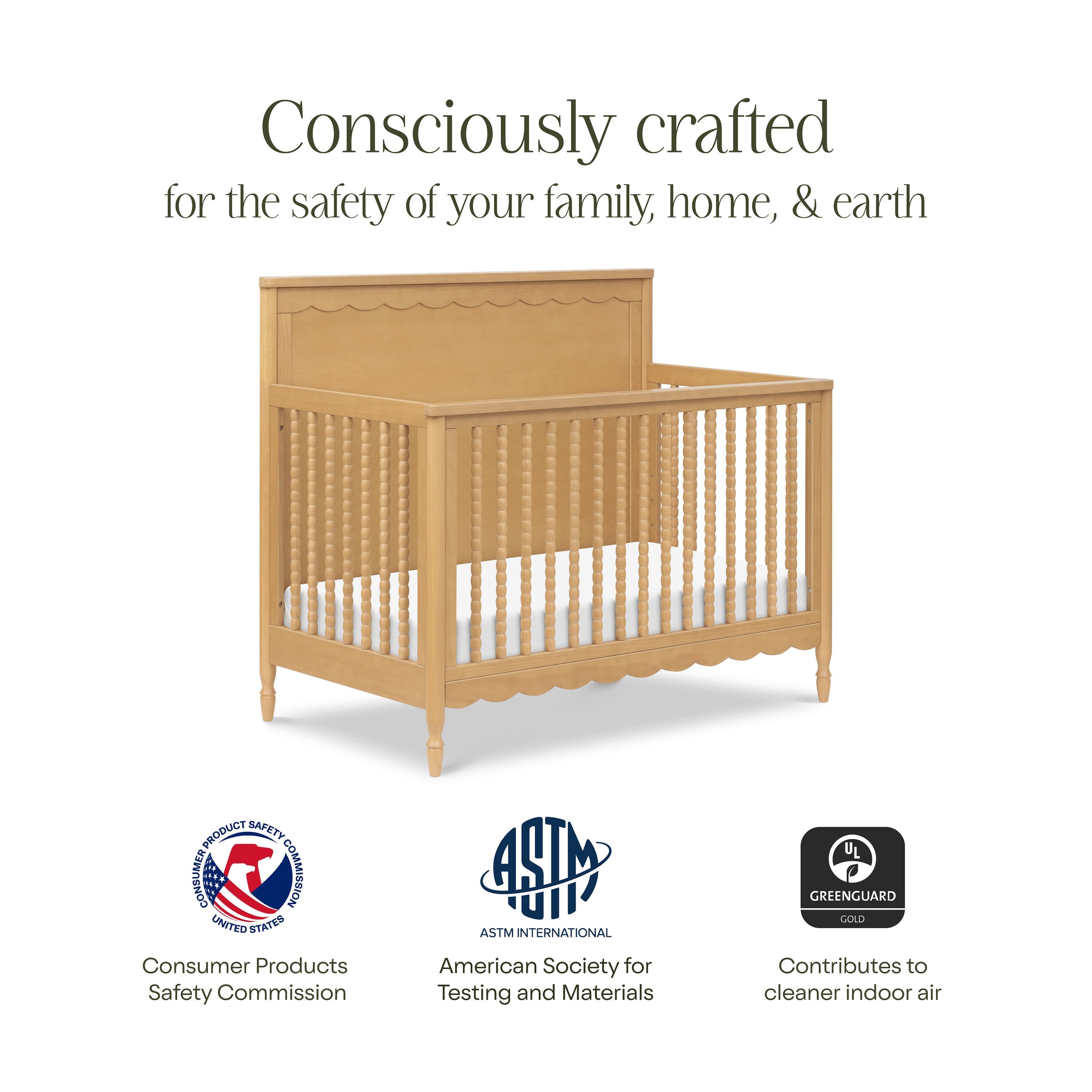 M32301HY,Ambrosia 4-in-1 Convertible Crib in Honey