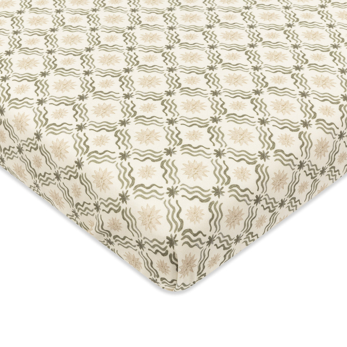T34336JSR,Nate Berkus x Babyletto Mini Crib Sheet in Juniper Star