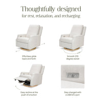 M22286FCSLB,Crewe Electronic Swivel Glider Recliner in Fog Chatham Stripe Performance Eco-Weave w/LB