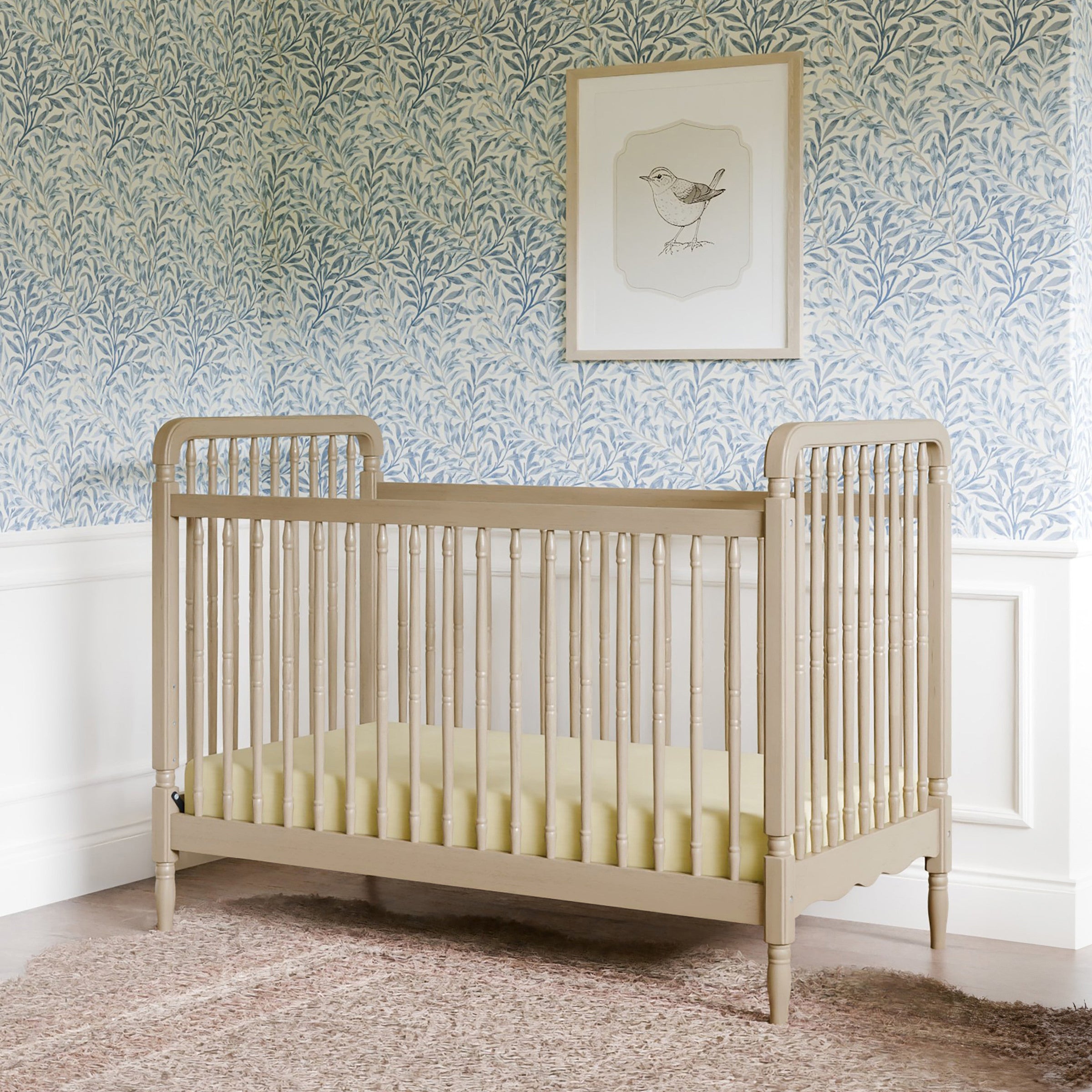 M7101WP,Liberty 3-in-1 Convertible Spindle Crib w/Toddler Bed Conversion Kit in Washed Pine