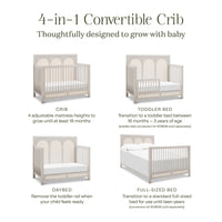 M24801WDFPEW,Eloise 4-in-1 Convertible Crib in White Driftwood and Performance Pearl Eco-Weave