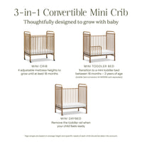 M15598VG,Abigail 3-in-1 Convertible Mini Crib in Vintage Gold