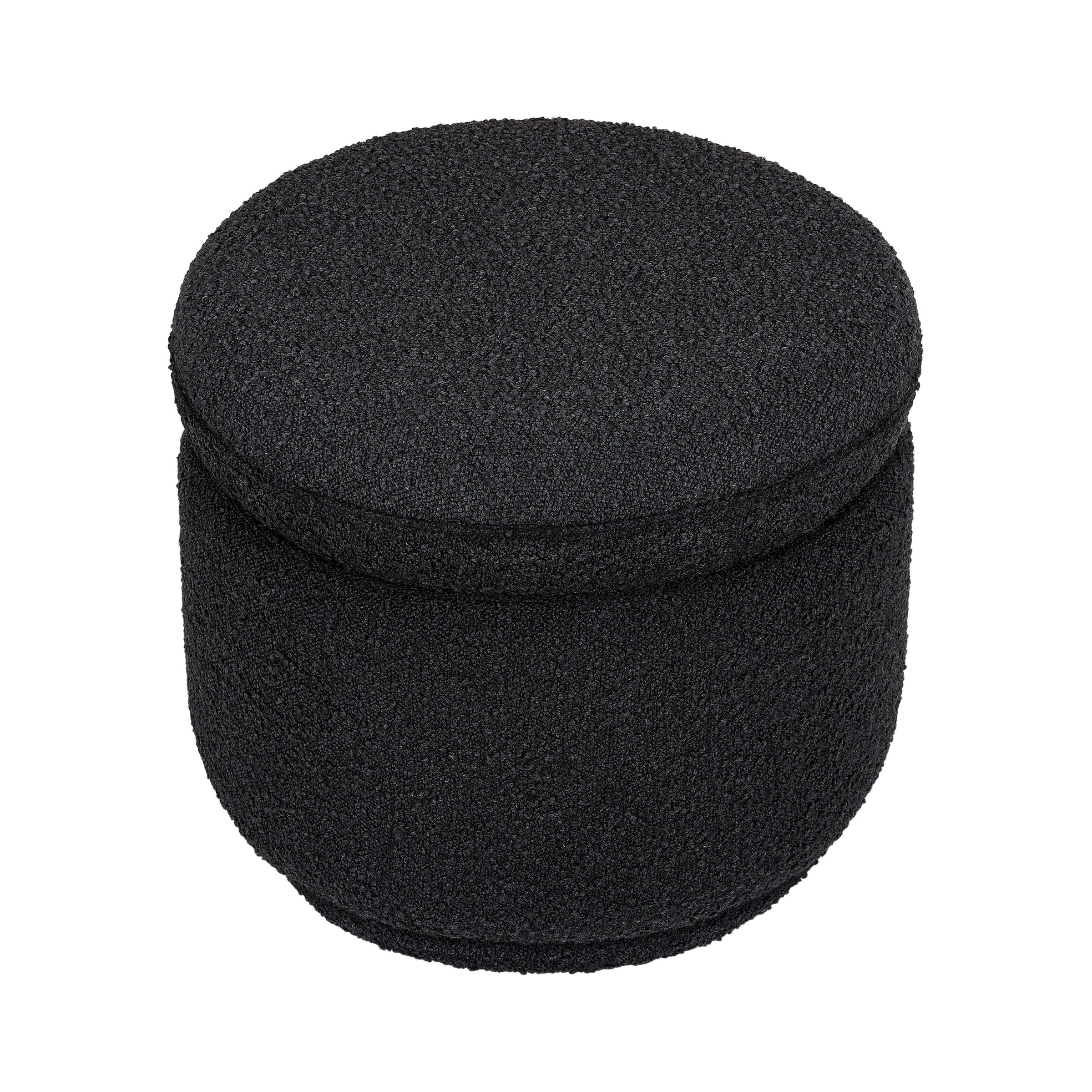 M22985BKB,Enoki Storage Ottoman in Black Boucle