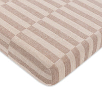 T30636,Cocoa Stripe Muslin Mini Crib Sheet in GOTS Certified Organic Cotton
