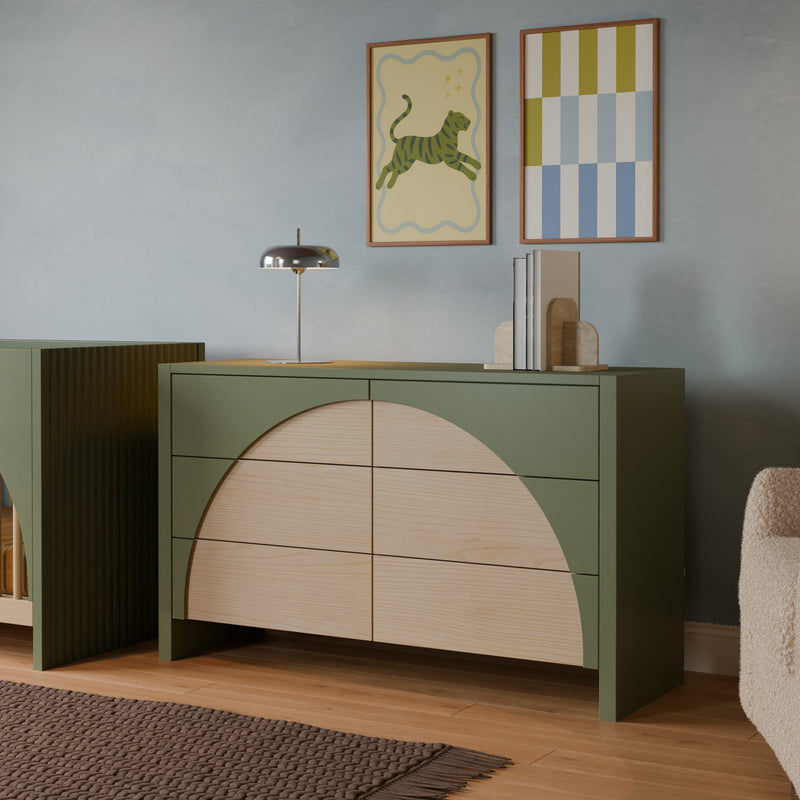 M30216OLSH,Moab 6-Drawer Assembled Dresser in Olive/Ash